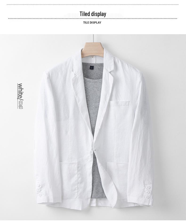 Herren Slim Fit Koreanischer Stil Leinen Sommer Anzug - Lässiges Zweiteiliges Set mit Lockerer Jacke und Sonnenschutz