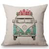 Watercolor Christmas Cars Print Home Decorative Pillow For Sofa Christmas New Year Decoration Cushion Cover Car Pillows Cases