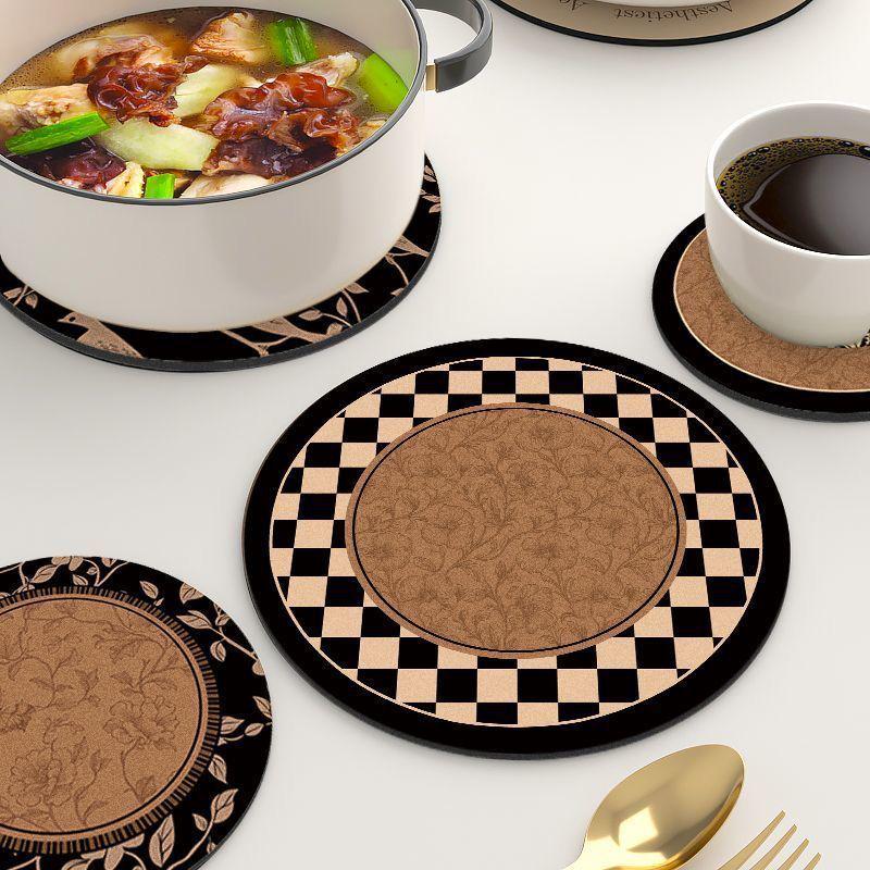 Vintage-Style Family Dining Table Insulation Pad - Round, Absorbent, Non-Slip, Anti-Scald Coaster & Mat