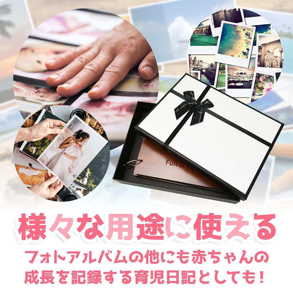Wooden Photo Album Scrapbook with Gift Perfect for Birthdays and Anniversaries Box, (FULL LOVE)
