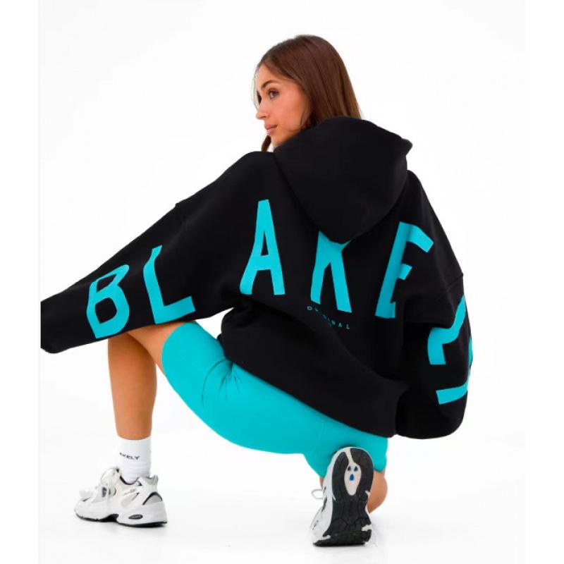 TK Women's and Men's Letter Print Hooded Sweatshirt Sports Pullover