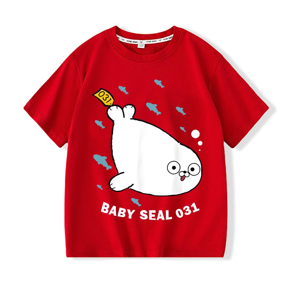 Kawaii Sealook T-shirts 2026 New Style Cartoon Print Cotton Tshirt Crew Neck Cartoon Boys/girls T Shirt