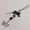 Black Punk Y2K Phone Pendant Chain Cool Girl Sweet Pink Beaded Charm With Cross Butterfly Love Accessories For iPhone Camera Bag 1