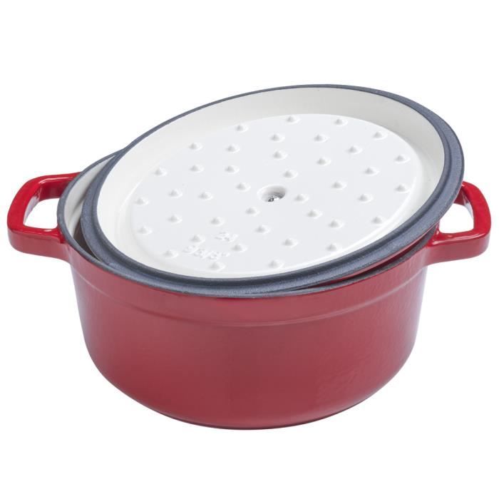 Cocotte - xsus - gourmet tools - fonte vitrifiée - 22cm - rouge