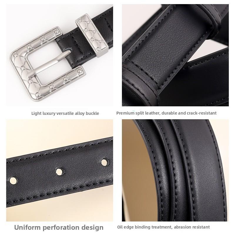Genuine Leather Belt For Men With Silver Buckle Durable Twoply Cowhide For Casual And Formal Wear