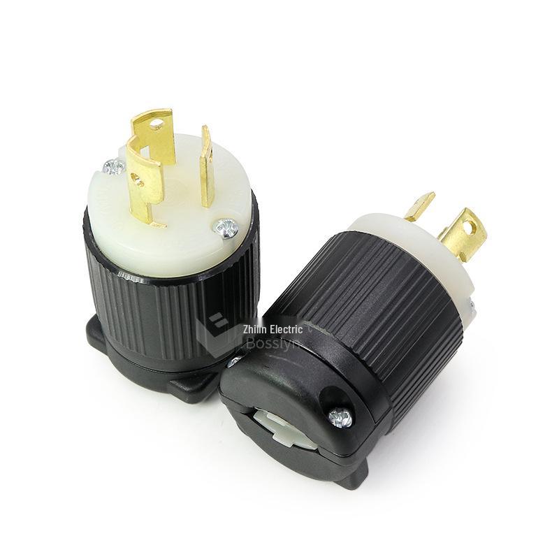 US Standard J-701 15A 125V Self-Locking Three-Core Hook-Type Industrial Power Plug