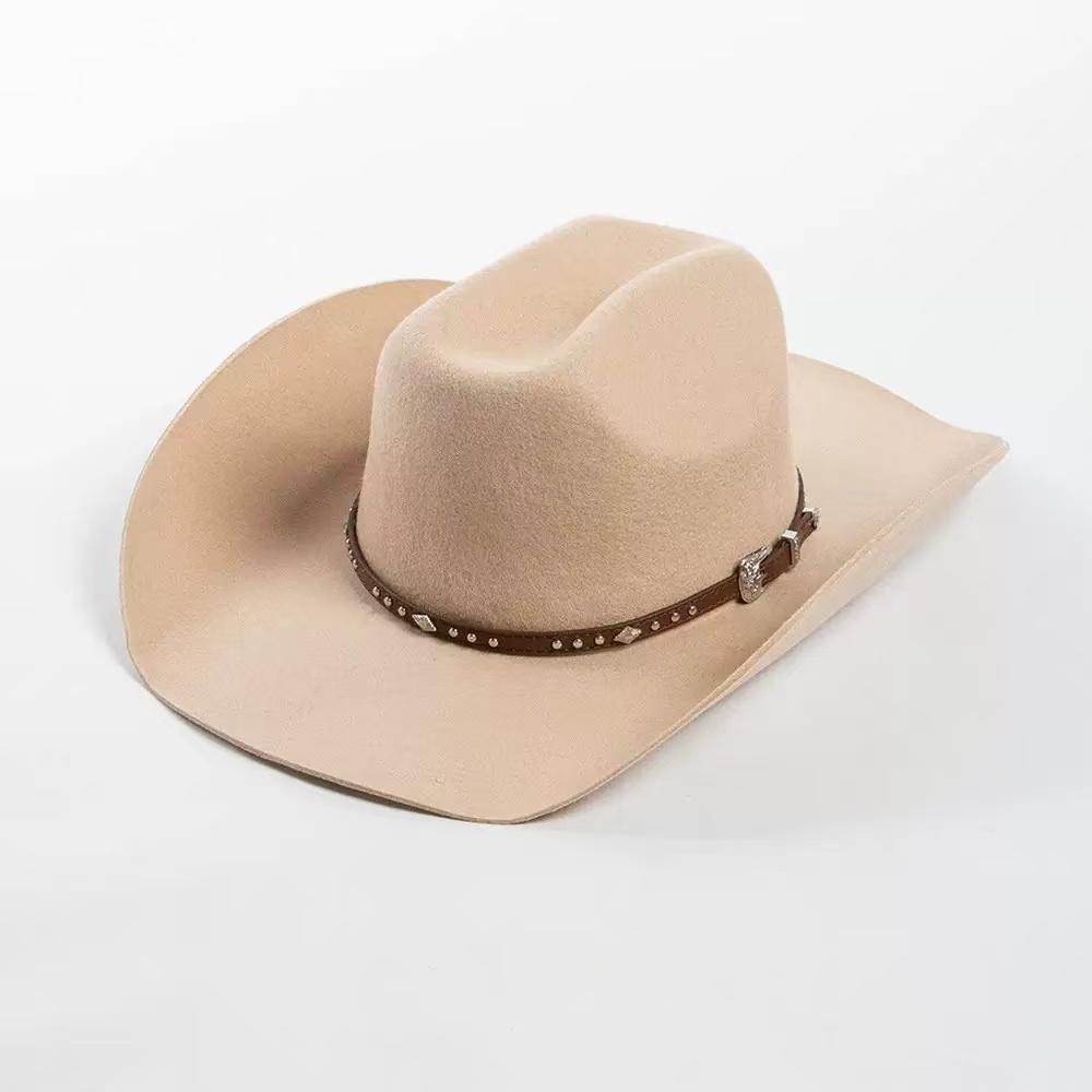 Big Size Men's 100% Wool Western Cowboy Fedoras Hats Unisex Vintage Wide Brim Jazz Felt Hat  Church Gentleman Caps 55/57/59/61cm