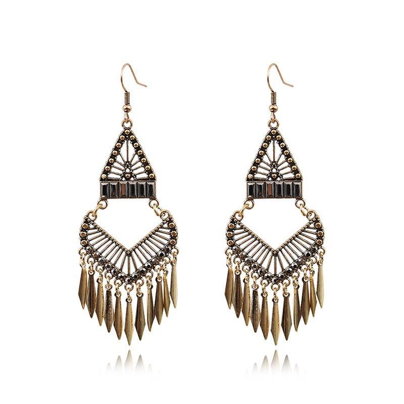 GemChic Women's New Vintage Zinc Alloy Tassel Long Fringe Earrings Ethnic Fashion Hook Earrings Birthday Christmas Jewelry Gift