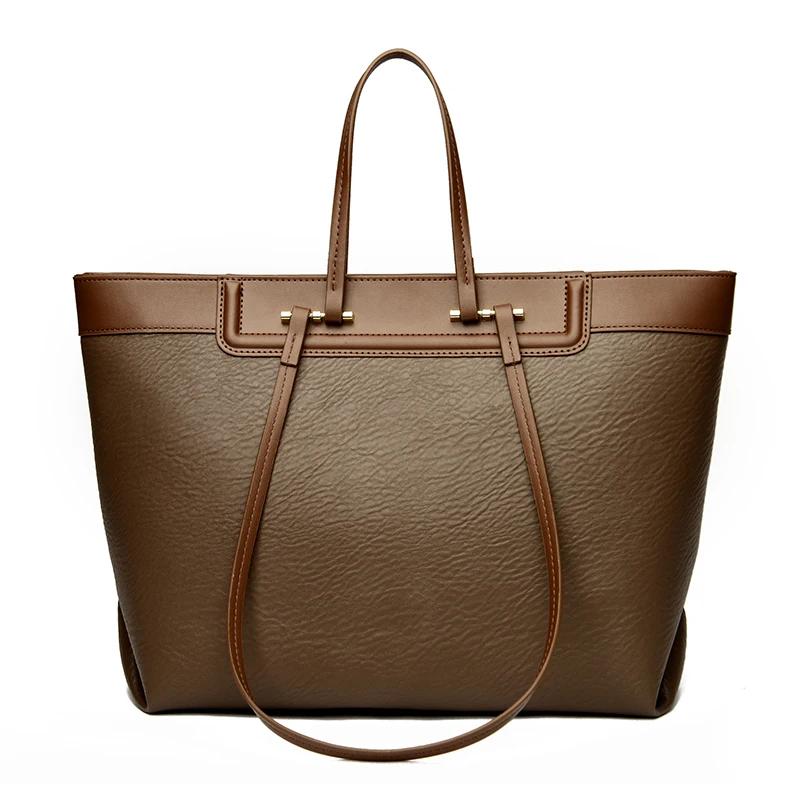 Klasická jednobarevná PU dámská taška tote vysoké kvality Velkokapacitní taška přes rameno na dojíždění Módní kabelka