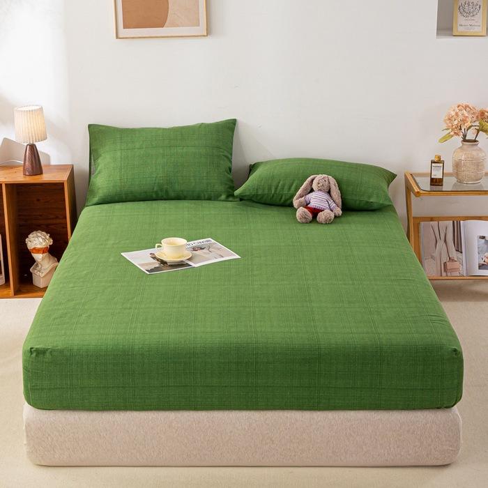 2025 New Old Coarse Cloth Printed Fitted Sheet Pure Cotton 1 Pcsfitted Sheet Protective Cover Dust Cover Non-slip Fitted Sheet