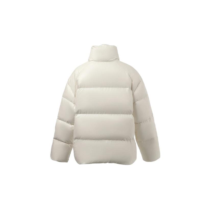 Li Ning Training Series Solid Color Shiny Stand Collar Warm Bread Down Jacket Winter Women Outerwear White AYMR372-1