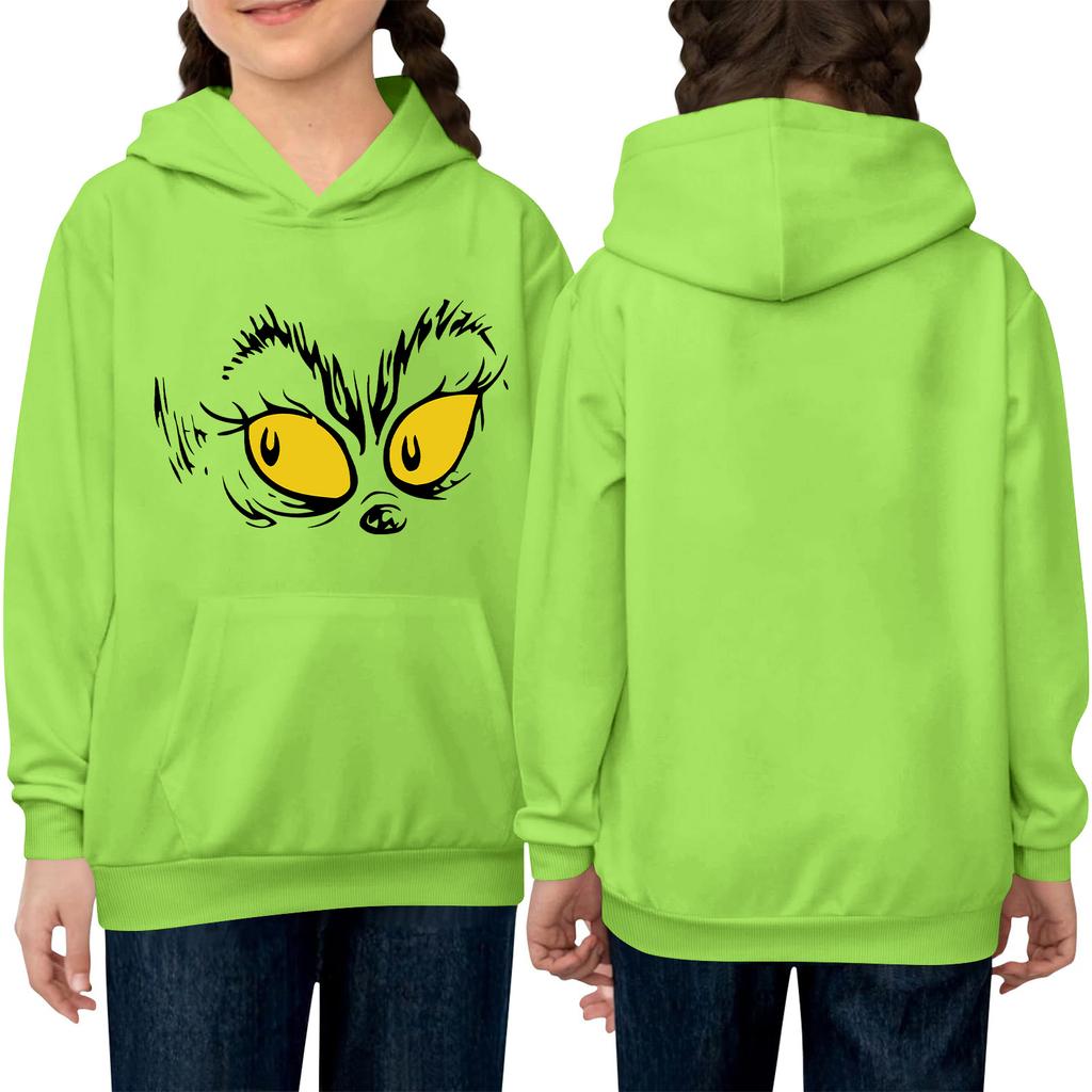Children's Long-sleeved Loose-fitting Pullover Hoodie With Drawstring And Solid Color