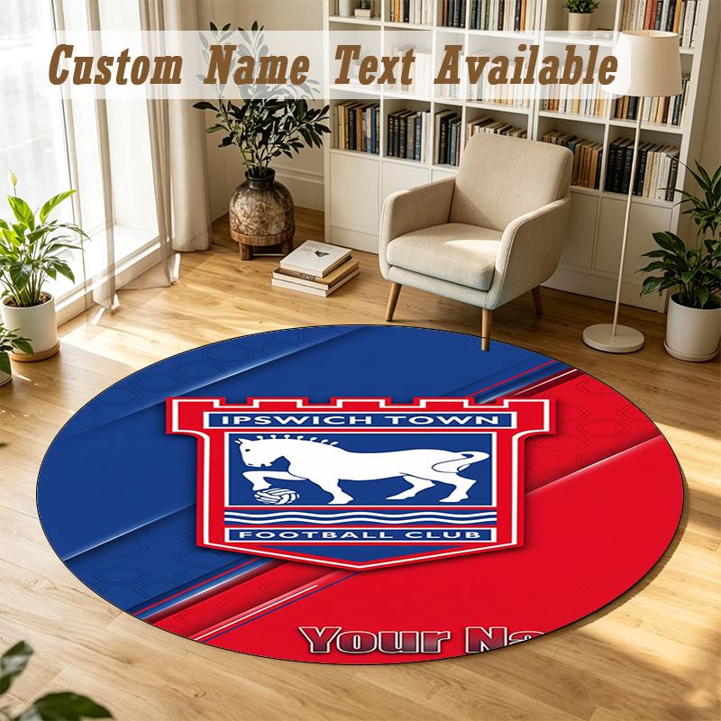 Round Rug Custom NameIpswich Town Pattern Non Slip Carpet Home Floor Decor