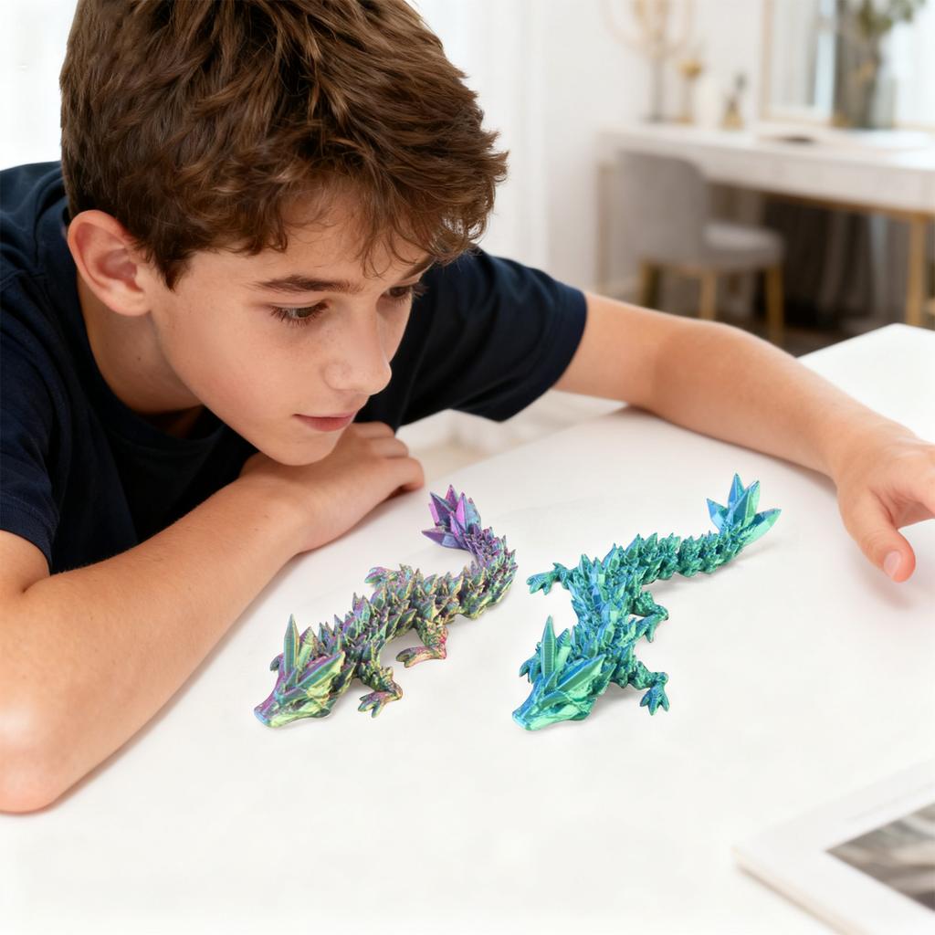 2 Stück 3D-gedruckter Drache mit Ei, kleine bewegliche Kristall-Dracheneier für Osterkorbfüller, Heimdekoration, Schreibtischspielzeug für Führungskräfte