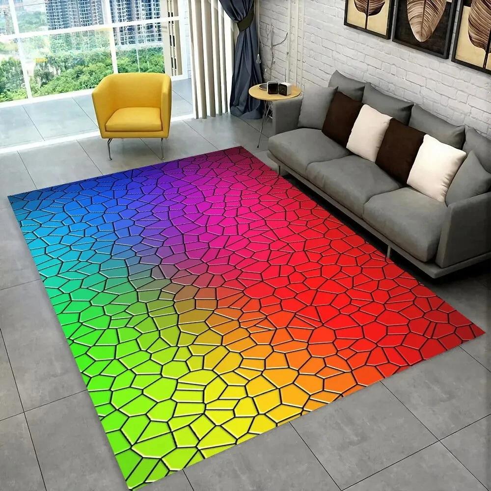 Illusion Abstract Rainbow Area Rug,Carpet Rug for Home Living Room Bedroom Sofa Doormat Decor,kids Non-slip Floor Mat 3D