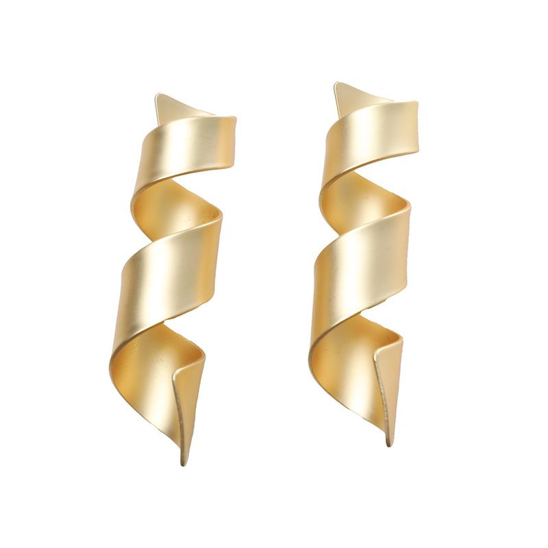 Korean Style Geometric Metal Spiral Earrings - Creative & Simple Design золотой
