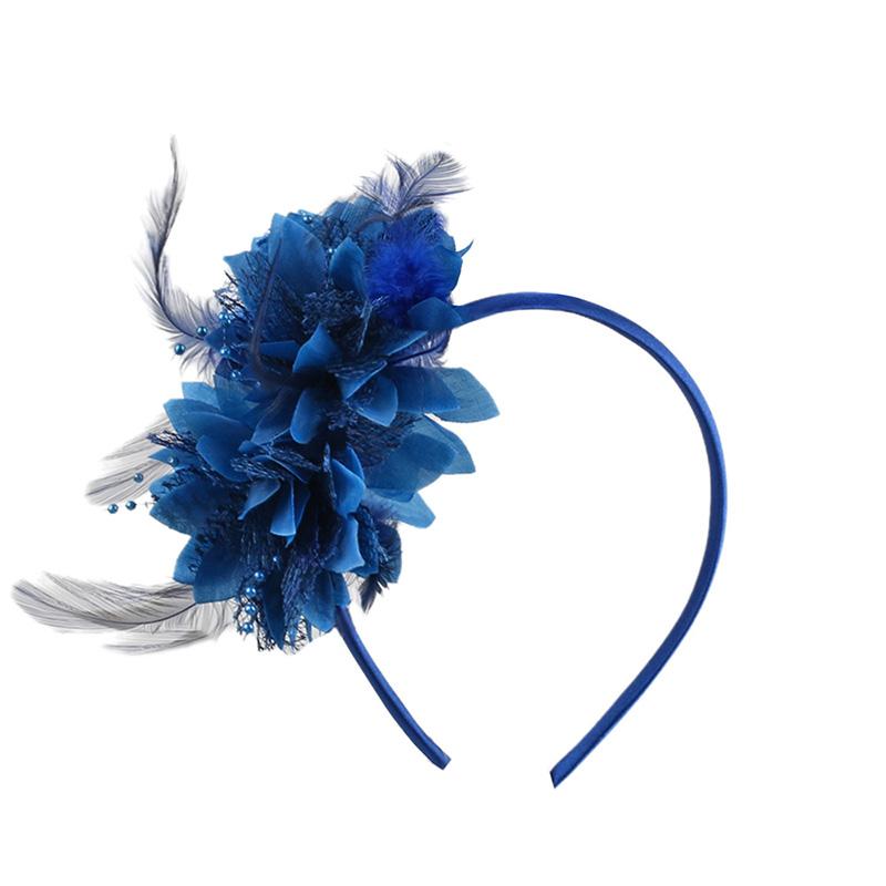 1PC Flower Headpiece Glam Cocktail Tea Party Hair Accessories Feather Headband 10 Colors Feather Fascinators for Women & Girls