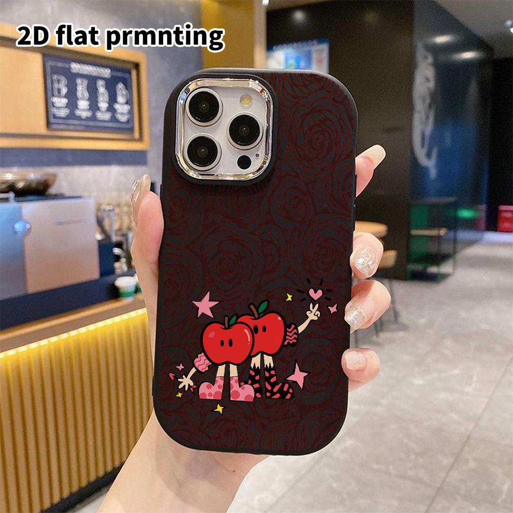 Phone case: 2D flat design suitable for iPhone 18 17 16 15 14 13 Pro protective case, couple style, Apple cartoon characters, Christmas and Halloween