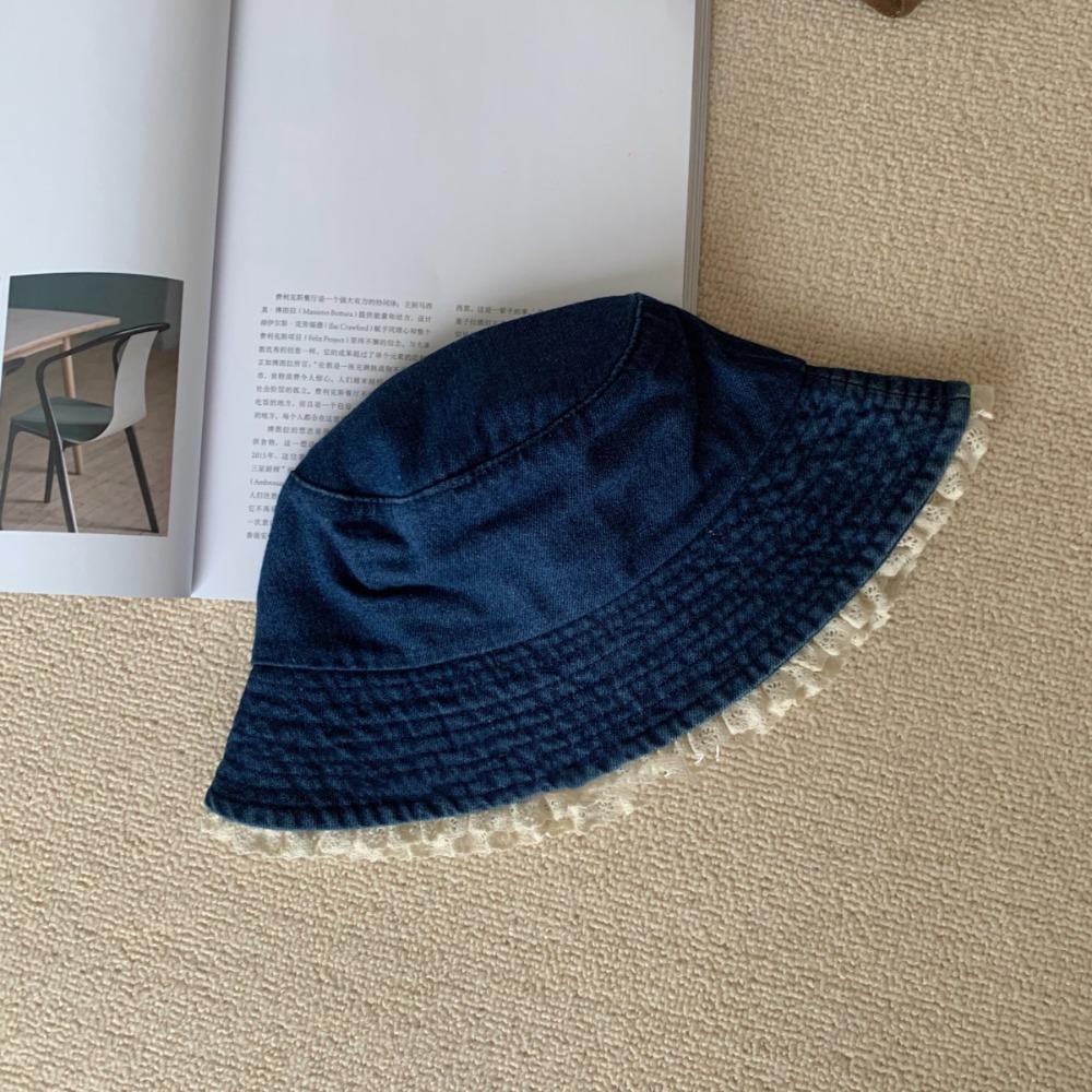 Big Brimmed Lace Fisherman Hat Y2K Panama Hat Fashion Denim Bucket Hat  Lady