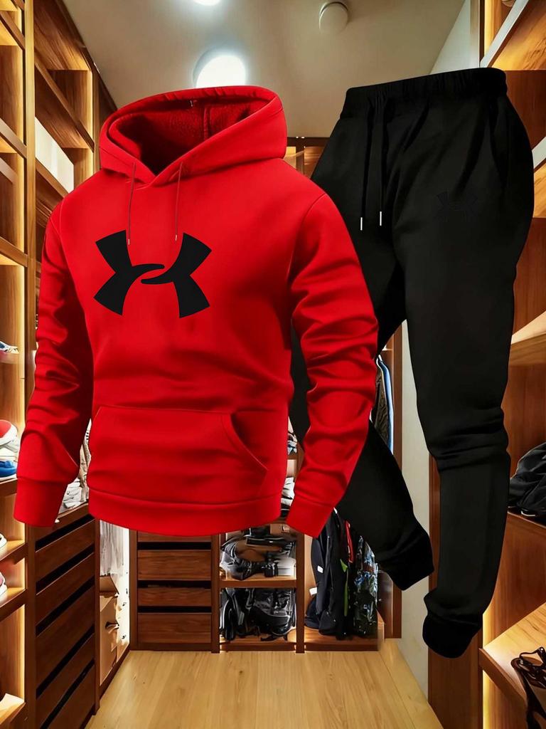 2025 Trendy Men's Warm Hooded Sweatshirt Set for Autumn/Winter