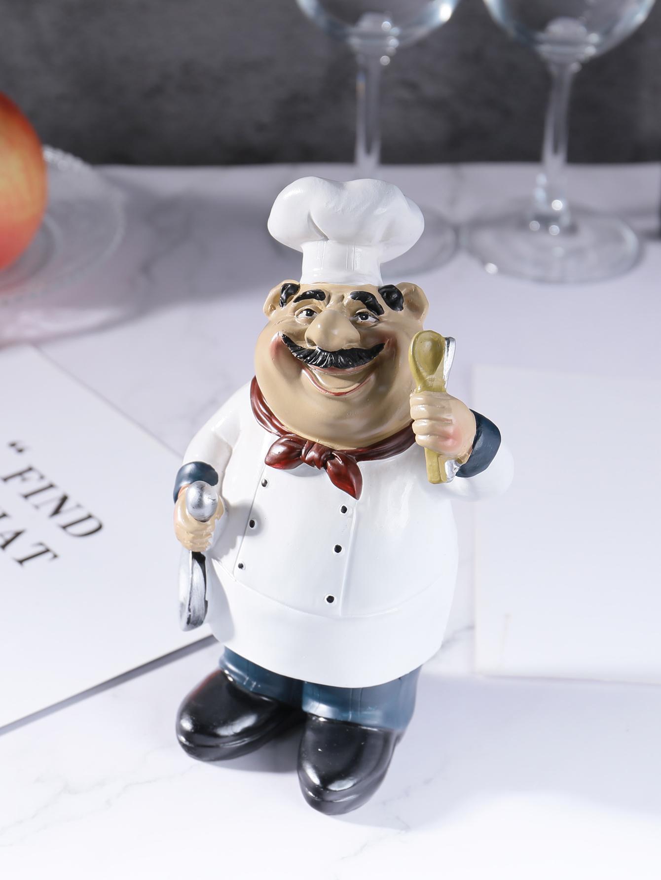 

Modern Home Decor Crafts Exquisite Decorative Ornaments Smiling Chef 4-Piece Set for Coffee Shops, Kitchens, and Dining Tables