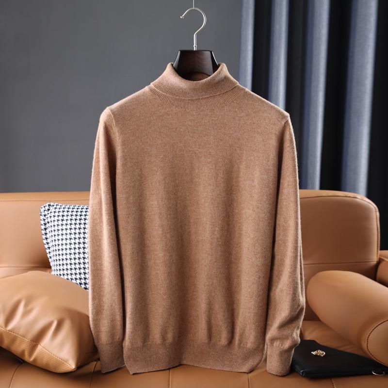 Men Sweater 100% Wool Turtleneck Knit Pullover Winter Soft Warm Wool Jumpers Man Knit Tops Long Sleeve