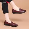 Red Dragonfly Women's Genuine Leather Slip-On Shoes - Comfortable Soft Sole for Spring, Ideal for Middle-Aged & Elderly