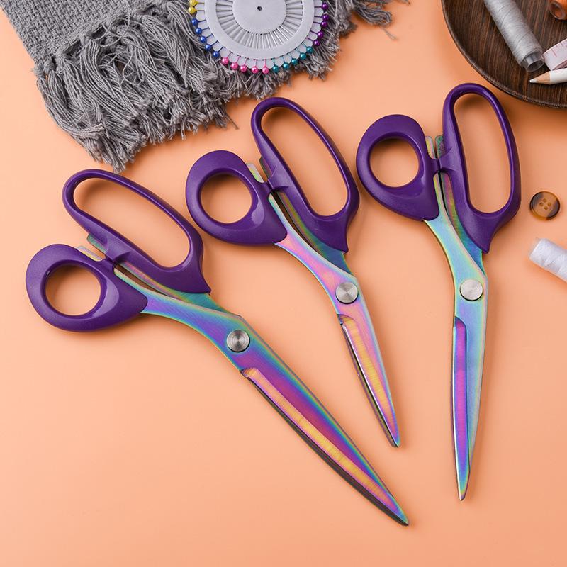 Titanium-Coated Stainless Steel Tailor Scissors with PU Leather Grip for Cutting Cloth and Apparel
