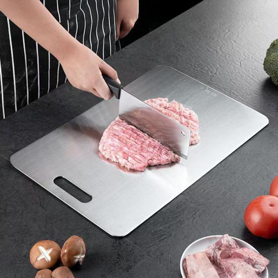 Doppelseitige Schneidebrett Edelstahl Hackbrett Antibakteriell Geruchsneutral Küchenhackmatte für Fleisch Gemüse