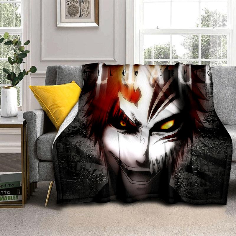 3D Bleach Kurosaki Ichigo Cartoon Anime Soft Blanket,Soft Throw Blanket for Home Bedroom Bed Sofa Travel Cover Child Gift