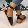 2024 Hot Sale Shoes Ladies Buckle Strap Women's Sandals Plus Size Casual Sandals Women Round Toe Flat with Shoes Female Zapatos