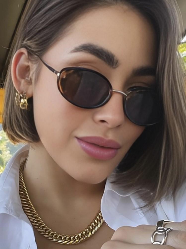 Retro Oval Rivets Sunglasses Women Fashion Luxury Brand Designer Vintage Round Shades UV400 Trending Women Sun Glasses UV400
