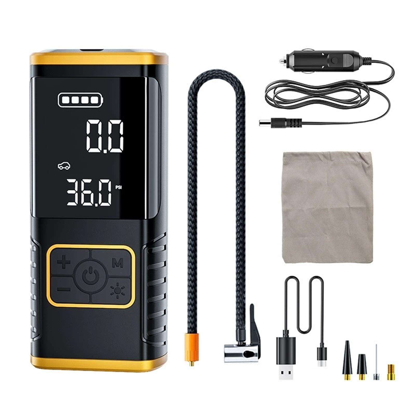 

Беспроводной насос для накачивания шин Портативный компрессор - 150 фунтов на квадратный дюйм с функцией автоматического отключения для автомобильных шин, надувных изделий, мотоциклов, мячей, компактный насос для велосипедных шин One Size чёрный