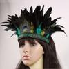 Feather Crown Headbands With Strap Decorative Headdress Indian Crown Hair Band Halloween Cosplay Headwear