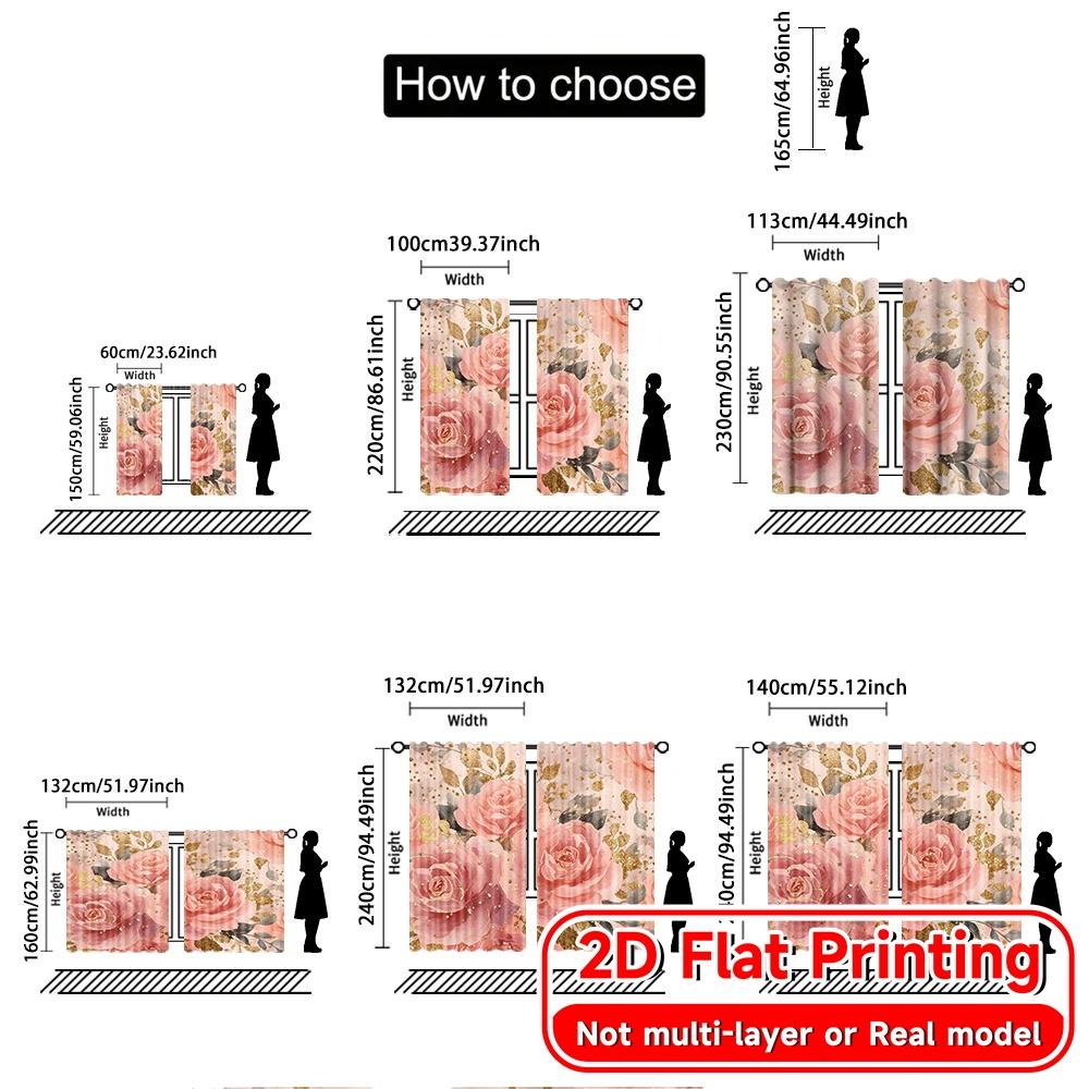 2D Flat Printing  2pcs Artistic Celebration Chic Curtains Polyester Easy Install Curtains Home Decor Perfect for digital printing