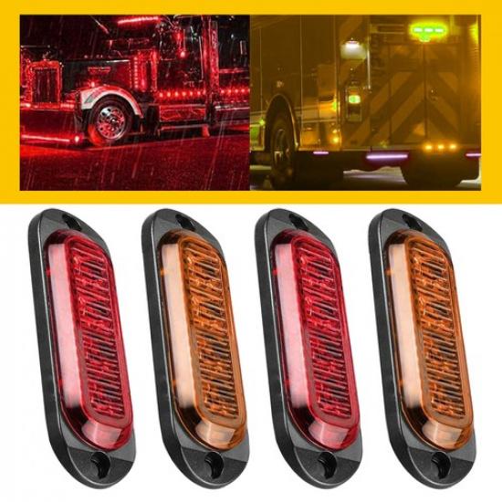 Amber/Red/White 4-LED Truck Trailer Lorry RV Side Marker Light Clearance Lamp EA Amber-2pcs+Red-2pcs