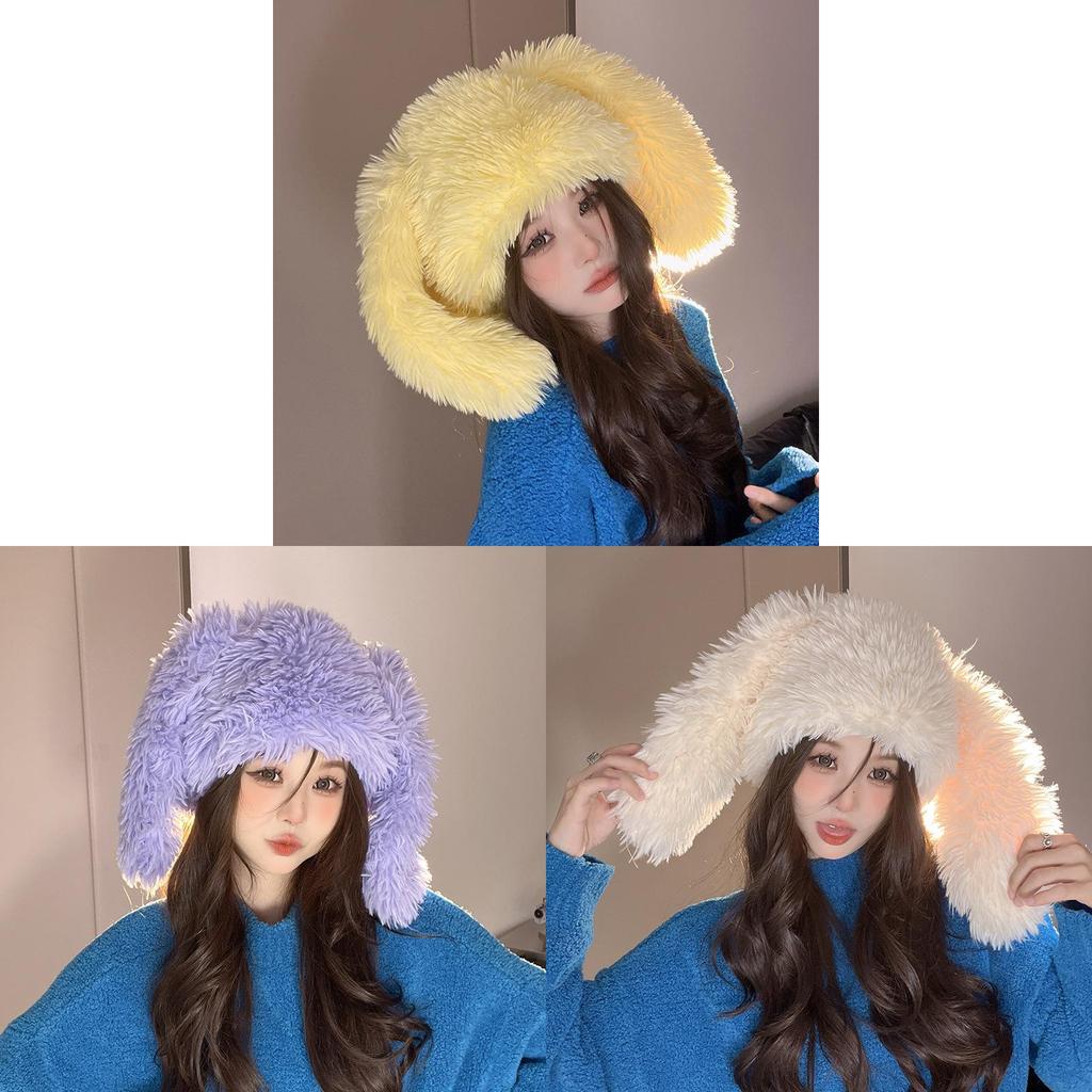 Soft Fluffy Eared Fisherman Cap With Insulation And Wind Resistance For Autumn Winter