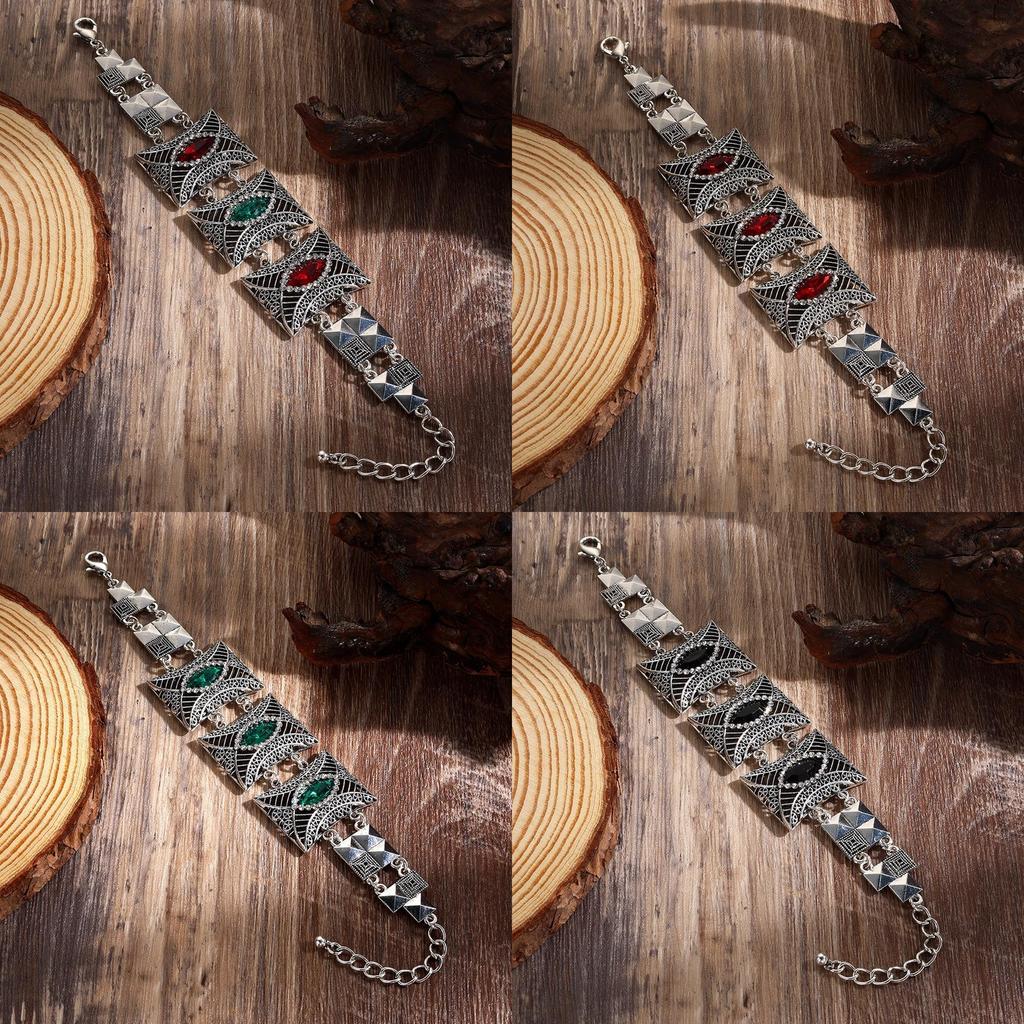 Nepal Ethnic Style Vintage Silver Alloy Crystal Bracelet For Women Gift