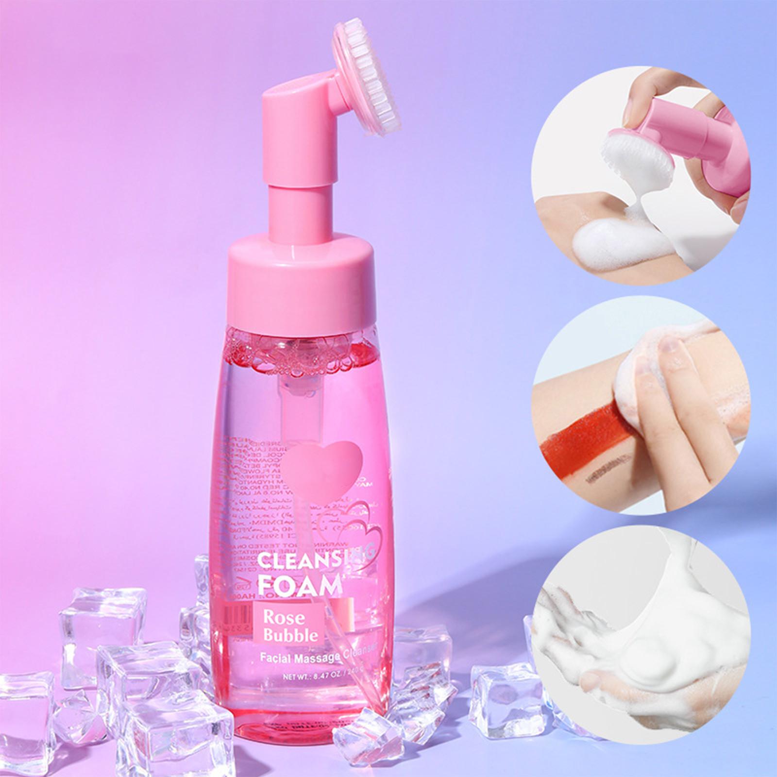 

8.07OZ Rose Cleansing Foam Facial Cleansing Foam Deep Cleansing With Brush Head 240ML One Size