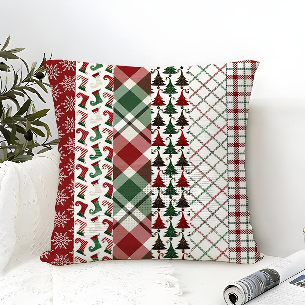 Square Cartoon Festive Print Pattern Pillow Case Linen Pillow Case Sofa Home Decor Cushion Cover Cushion Cove