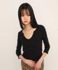Kyuliti C 90S Line Slit Neck T-Shirt_Black