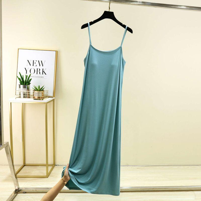 Thin Bra-Free Sleeping Dress Loose Modal Mid-Length Sling Dress Plus Size Slimming Outside Wear Lined Bottoming Skirt