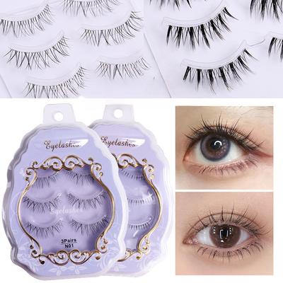 Kezdő szempilla-illesztés Természetes szimuláció 3 pár Keresztezett göndör Átlátszó Sima Szuper puha Rövid