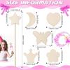 42 Pcs Princess Fairy Wands Kit, Include 36 Pcs Wooden Unfinished Wand DIY Princess Wand with 6 Sheet Colorful Diamond Sticker for Girls Make Your