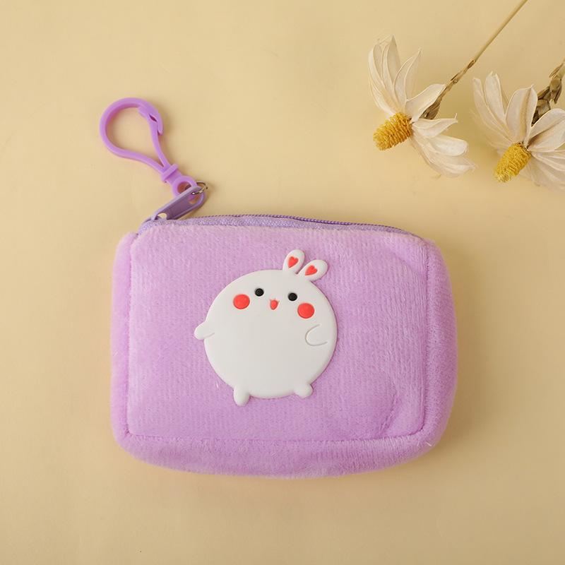 Niedliche Geldbörse aus Plüsch mit Cartoon-Motiv – Schlüssel- und Ohrhörertasche für Kinder mit Reißverschluss