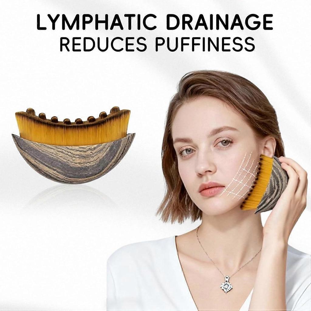 Lymphatische Konturen Gesichts-Pinsel, Manueller Gesichts-Pinsel für Lymphdrainage, Natürliche Make-up-Pinsel mit Haltbaren Weichen Borsten, Hypoallergener Ergonomischer F