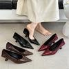 2025 New Spring and Summer French Pointed Head Thin Heel Evening Wind Single Shoes Women's Shoes Are Not Tired of Mid-heel Shoes