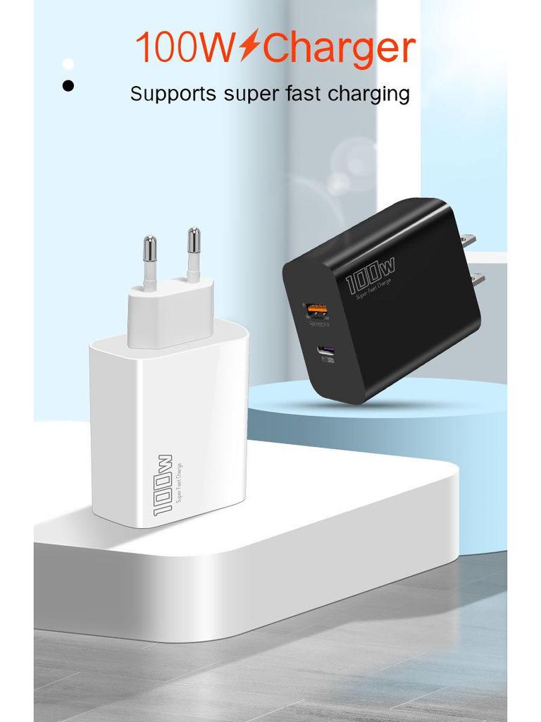 100W Multi-Port Fast Charger for Apple & Samsung, EU/UK PD Adapter