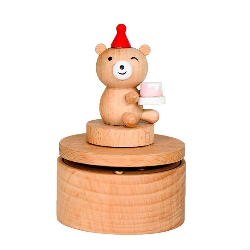 Rotating Wooden Music Boxes Christmas Santa Gift Theme Handcrafted Melodys Home Decoration Present X3UC