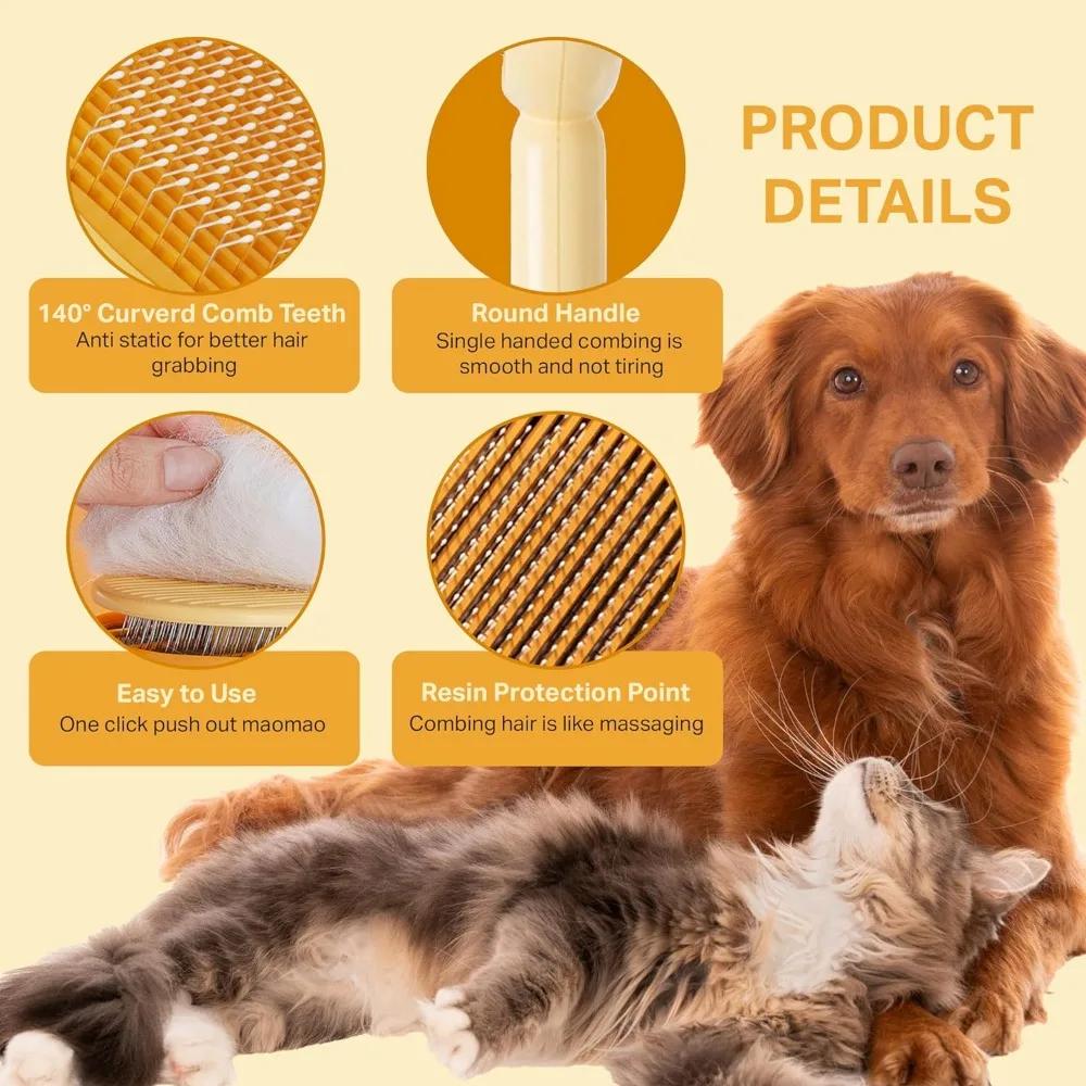Pet Grooming Self Cleaning Slicker Brushes for Dogs Cats Tool Gently Removes Loose Tangled Undercoat Hair Brush for Pet Massage